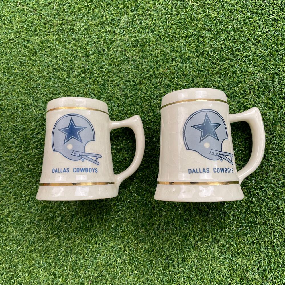 Vintage Dallas Cowboys NFL Ceramic Stein Mugs Set